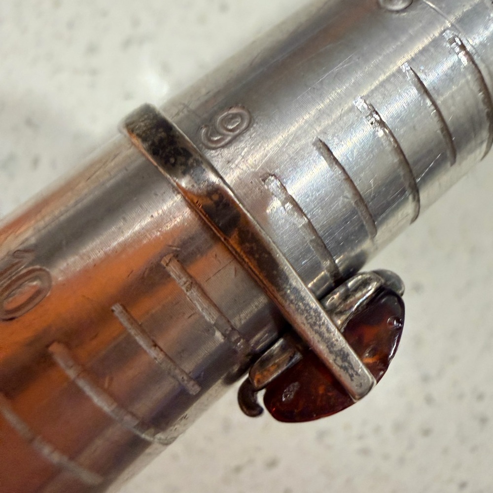 Amber .925 Silver VINTAGE Ring with lots of bugs/debris 9-1/4 3 grams - Picture 7 of 8